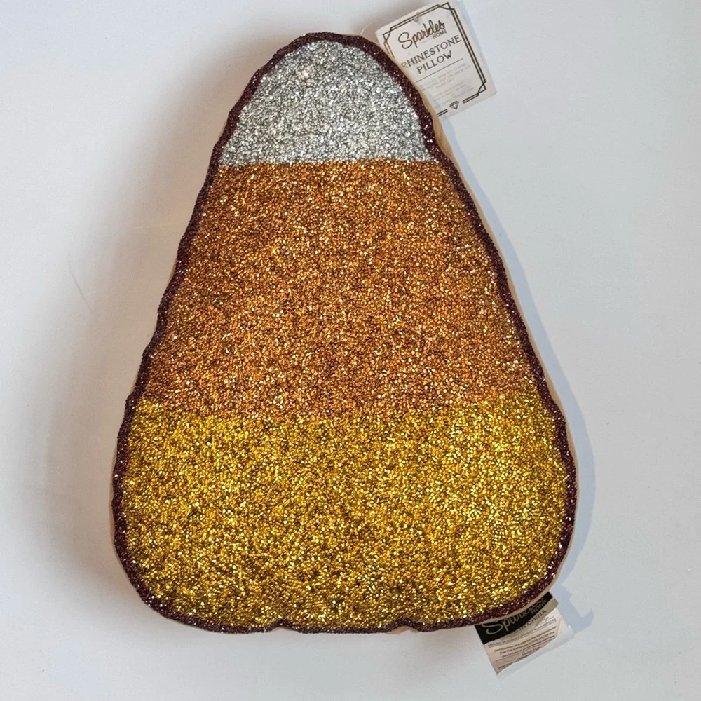 NWT Sparkle Homes Halloween Candy Corn Rhinestone Throw Pillow - Picture 10 of 12